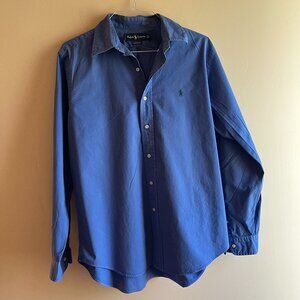 Ralph Lauren classic fit cotton blue dress shirt preppy office casual